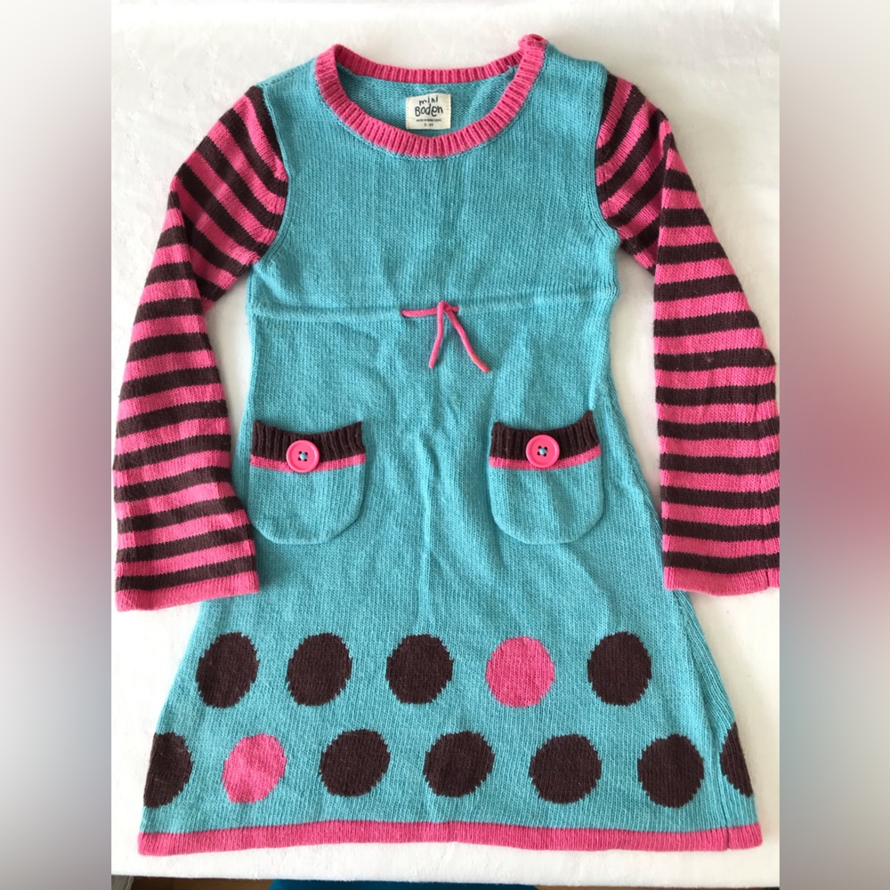 Mini Borden long bell sleeve Toddler sweater dress, Size 3-4Y